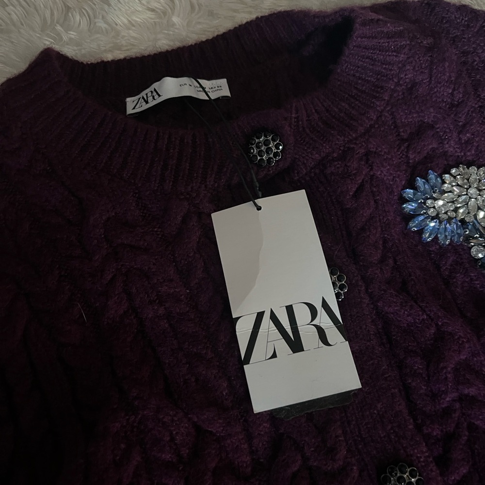 Zara Purple Cable Knit Sweater - Picture 6 of 8